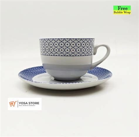 Jual Cangkir Set Keramik Mug Teh Kopi Motif Blue Star 2 Pcs Di Lapak