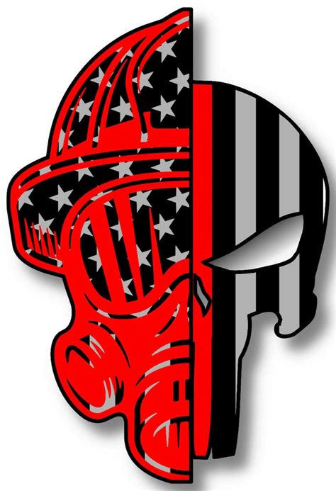 Fire Helmet Punisher Skull Red Line Vinyl Sticker Decal Usa Etsy