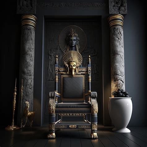 Premium Ai Image Throne Of The Pharaoh Black Room Interior In Ancient