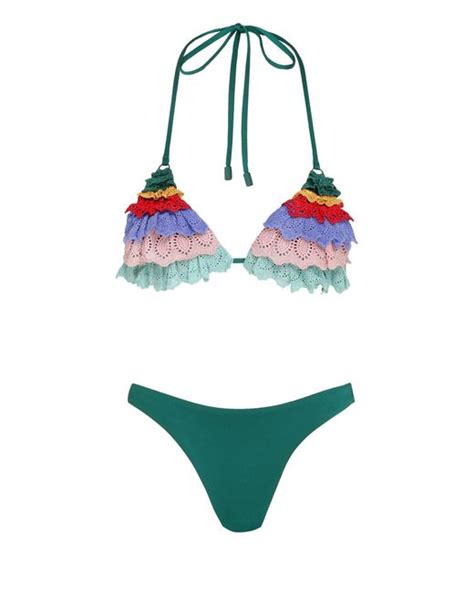 Zimmermann Clover Frill Trim Bikini In Green Lyst