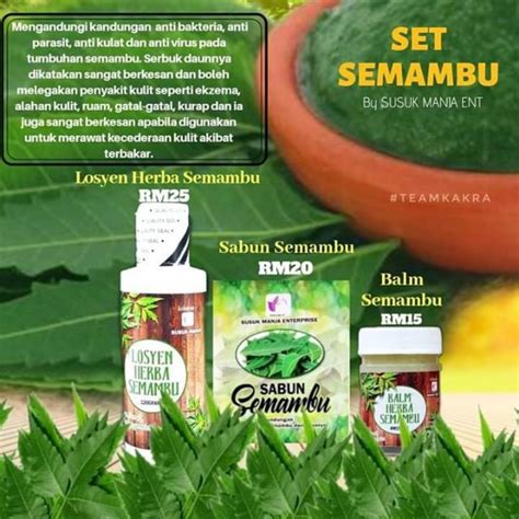 Set Herba Semambu Losyen Balm Sabun Untuk Alergi Kurap Panau