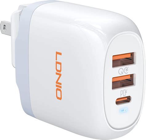 LDNIO 65W Cargador GAN USB C de 3 Puertos Cargador Rápido Compacto PPS