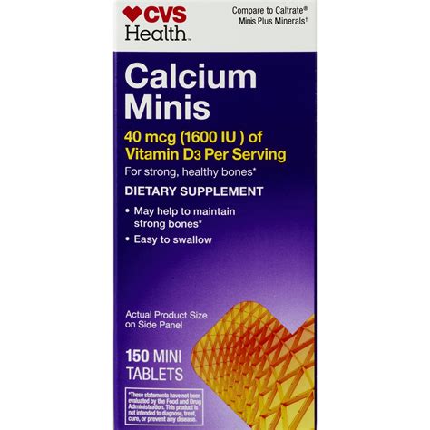 Cvs Health Calcium Plus Minerals And Vitamin D3 Mini Tablets 150ct