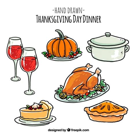 Free Vector | Pack of thanksgiving drawings