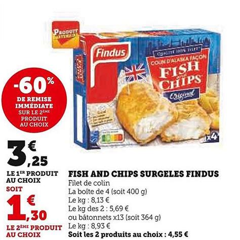 Promo Fish And Chips Surgelés Findus chez U Express iCatalogue fr