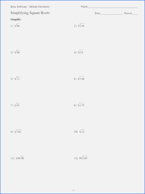 Simplify Square Root Worksheet Englishworksheet My Id