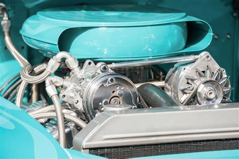 Premium Photo Chrome And Blue Engine Bay