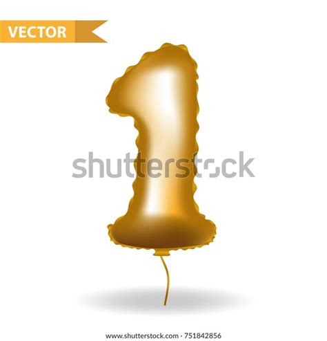 Golden Yellow Balloon Number 1 Isolated Stock Vector (Royalty Free ...