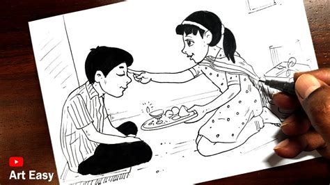 Bhai Dooj Drawing Easy Step By Step Bhaiya Dooj Drawing Bhai Dooj Ke Drawing Sikho Youtube