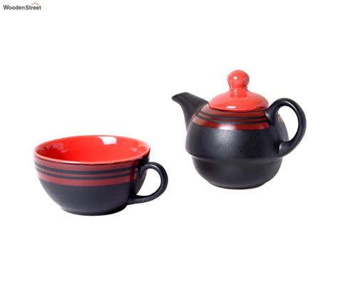 Buy Black Ceramic Single Tea Pot Set at 27% OFF Online | Wooden Street