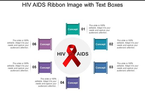 Hiv Aids Ribbon Image With Text Boxes PowerPoint Slide Template