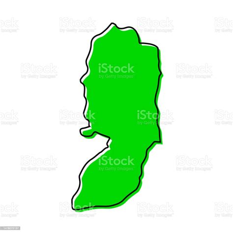 Simple Outline Map Of Palestine Stylized Line Design Stock Illustration - Download Image Now ...