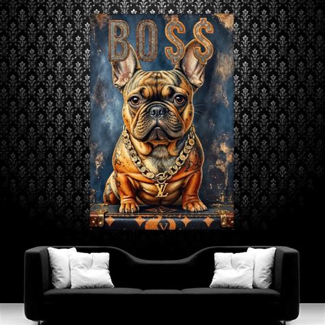 LEINWAND BILD ER XXL ABSTRAKT HUND FRANZÖSISCHE BULLDOGGE BOSS WAND