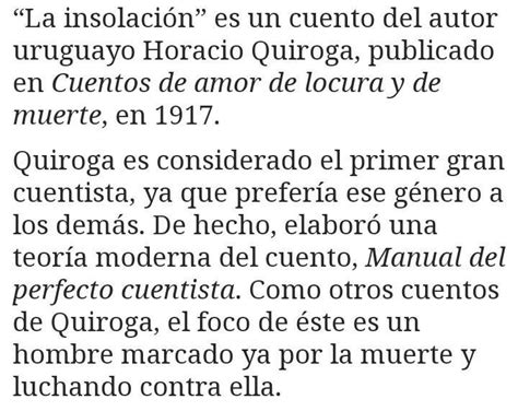 la insolación Horacio Quiroga que le causa temor al protagonista