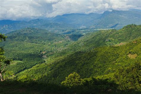 Aerial View of Beautiful Nepali Village Surrounded by the Green Stock ...