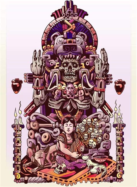 El panteón mexica cobra vida en la ilustración de Dracko Velasco en