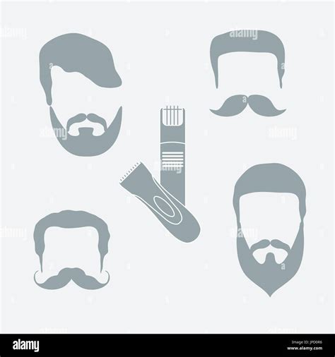 Cute Vector Illustration Of Men Hairstyles Beards Mustaches Trimmers