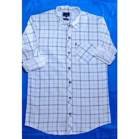 Casual Wear Cotton Men White Check Shirt Machine Wash Size S Xl At