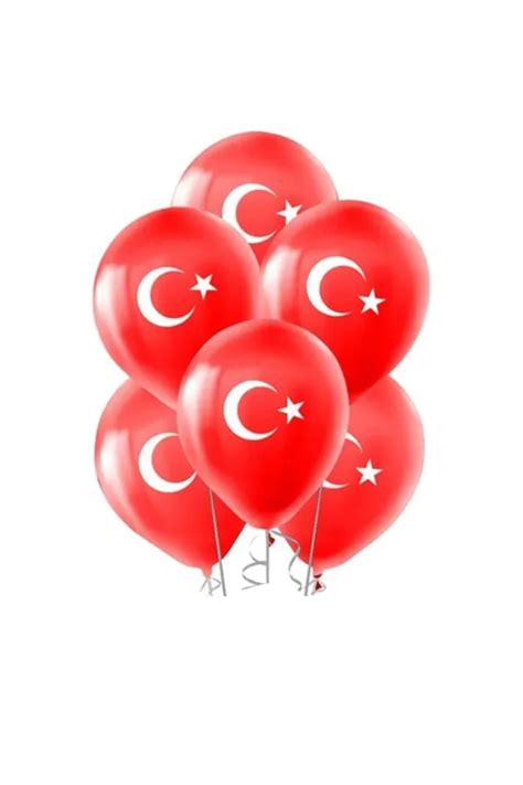 Patladı Gitti 12 Inç 30 Cm Türk Bayrağı Baskılı Ay Yıldız Kırmızı Balon