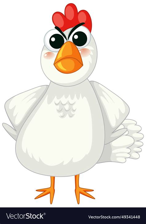 Angry chicken cartoon character standing Vector Image