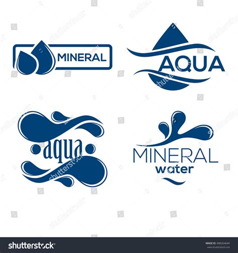 Blue Logos Set Label For Mineral Water Aqua Royalty Free Stock