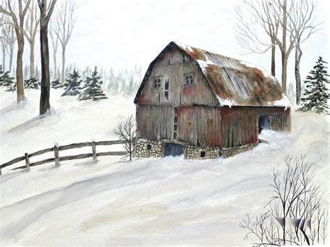 Winter Barn Painting By Florence I Johnson Fine Art America