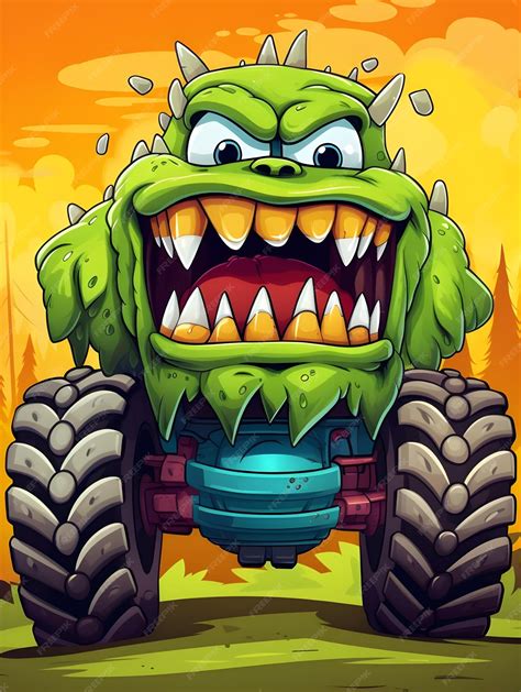 Premium Photo | Funny cartoon Monster Truck colorful