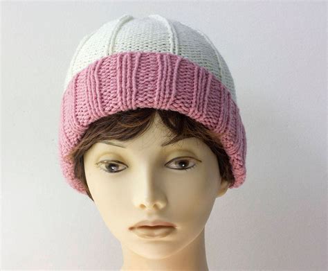 Easy Beanie Hat Knitting Pattern Ribbed Worsted Weight Yarn Etsy