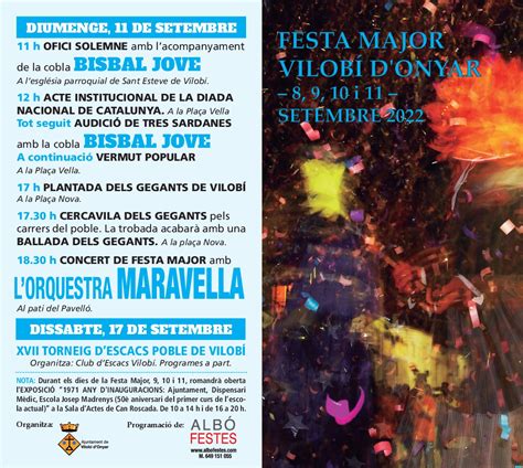 Festa major de Vilobí d Onyar Del 8 a l 11 de setembre La Selva Cultura