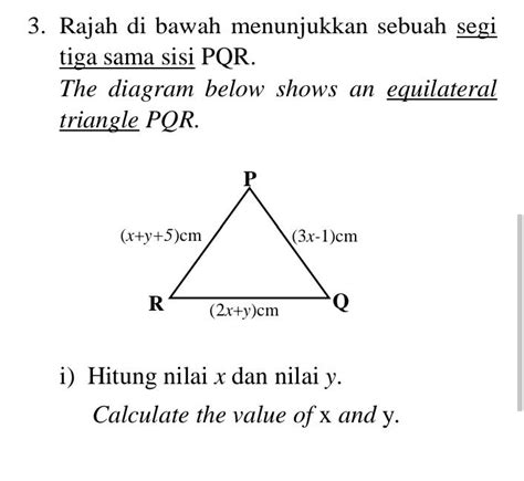 3 Rajah Di Bawah Menunjukkan Sebuah Segi Tiga Sama Sisi Pqr The