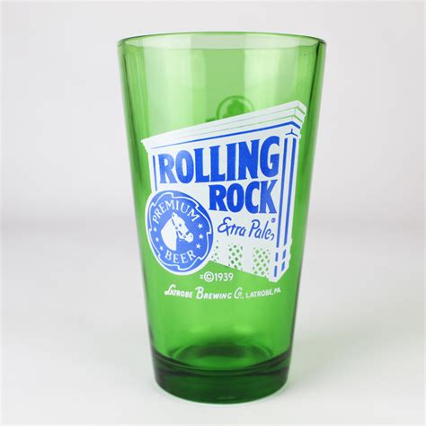 Beer Pint Glass Rolling Rock Extra Pale Old Latrobe 33 Green