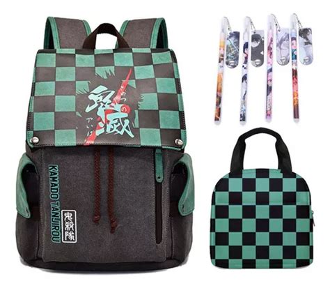 Mochila Escolar De Anime Kimetsu No Yaiba Para Estudantes Cor C Verde