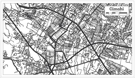 Mapa da cidade de cimahi indonésia em preto e branco mapa de contorno