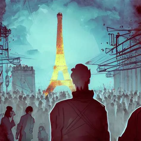 A Guy Standing A Top Of Eiffel Tower Zombie Stable Diffusion Openart