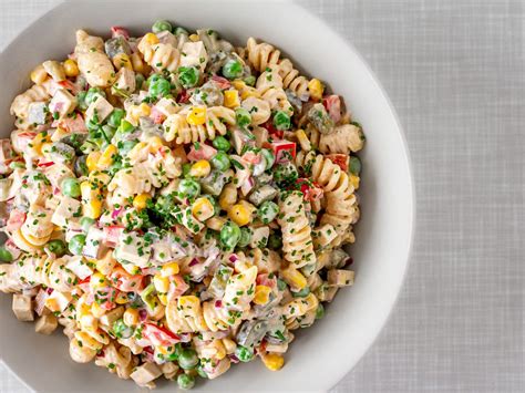 Cold Creamy Vegan Pasta Salad With Mayo Tofu Veggies