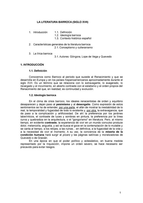 Contenido Teórico 3 Góngora Quevedo LOPE DE VEGA 1 LA LITERATURA