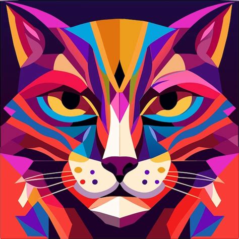 Premium Vector Contemporary Cat Pop Art Expression