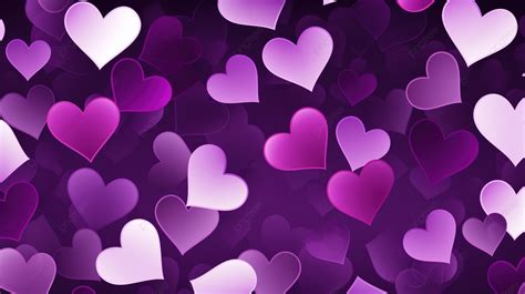 Purple Hearts Seamless Pattern Adorable Wallpaper With Cute Heart