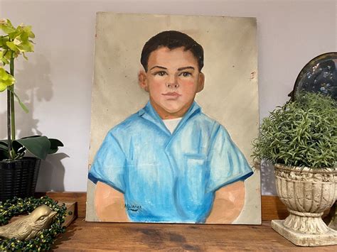 Original Portrait Painting: Boy in Blue unframed Canvas - Etsy