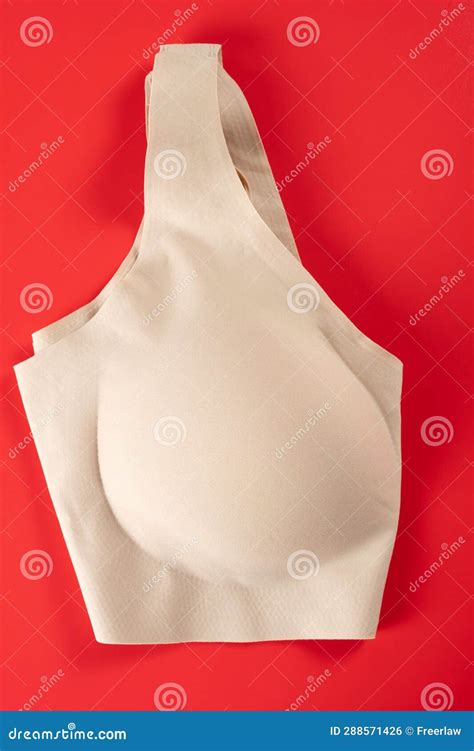 Top View Beige Bra for Women on a Red Background at Vertical ...