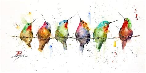 ColibrÍes En Un Wire Watercolor Hummingbird Print Por Dean Etsy