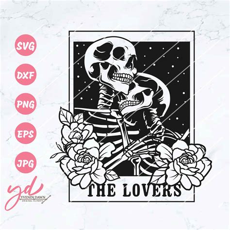 The Lovers Svg Tarot Card Svg Skull Lovers Svg Dead Etsy