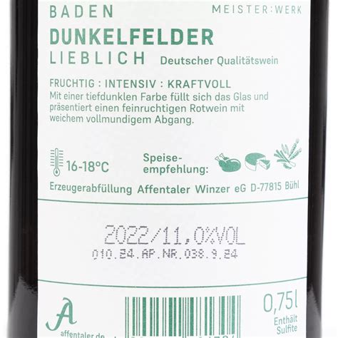 Affentaler Wein Dunkelfelder Rotwein Alte Reben Flaschen Jg