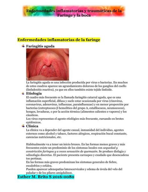 Enfermedades Inflamatorias De La Faringe Esther Brito UDocz