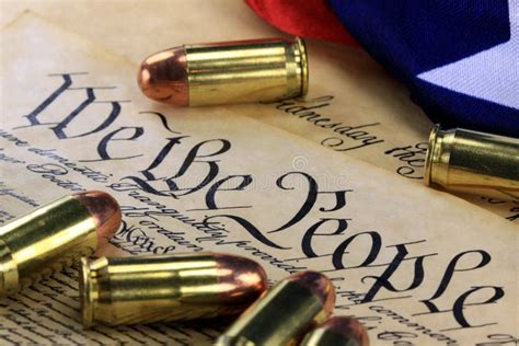 History Of The Second Amendment Bullets On Bill Of Rights Stock Image