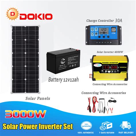 DOKIO Solar Panel Generator System Peak Power Inverter Battery Set 18V