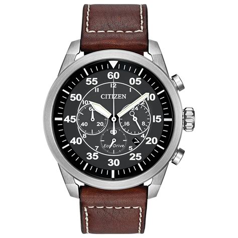 Buy Citizen Mens Eco Drive Weekender Avion Chronograph Field Watch In Stainless Steel With