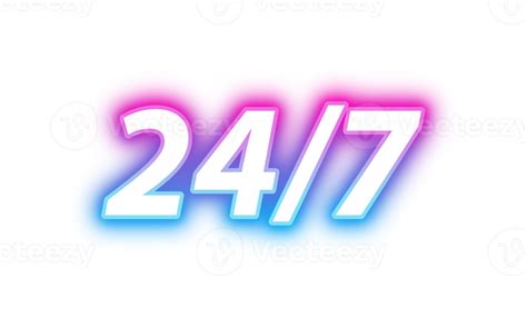 Neon sign 24 7 non stop glowing in blue and pink light 18748156 PNG