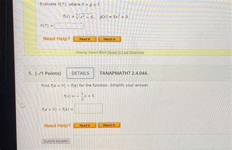 Solved Evaluate H 7 Where H G∘f F X 3x2−8 G X 5x3 8