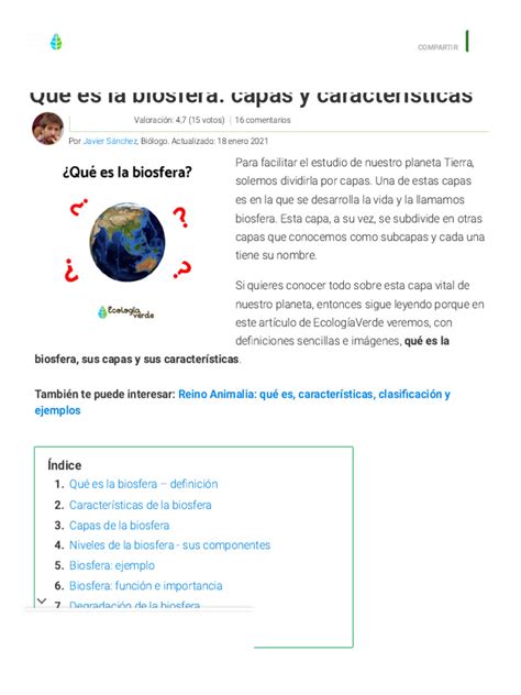 es la biosfera capas  caracteristicas resumen  vida